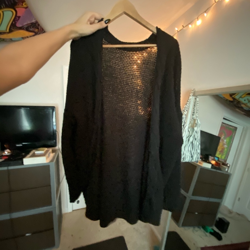 Black cozy knit cardigan w pockets